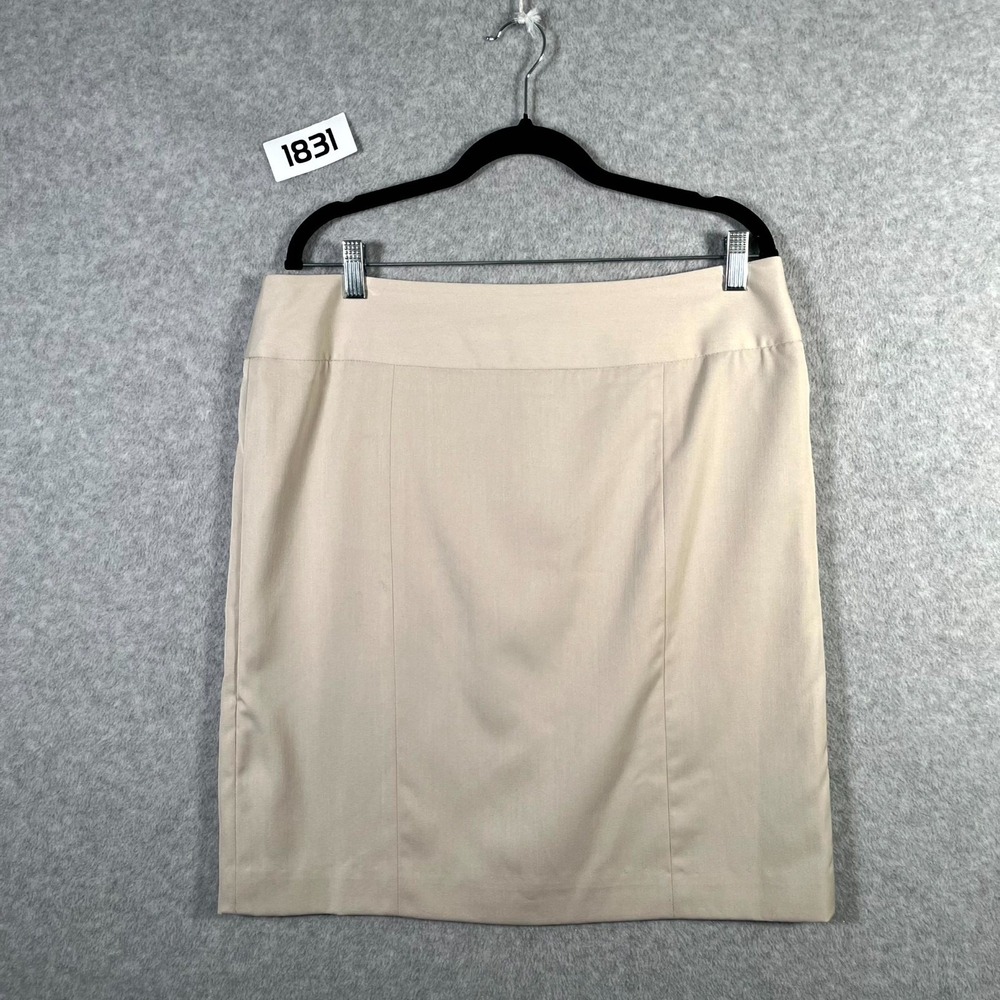 Anne Klein Pencil Skirt Womens 14 Beige Tan Straight Career Business Formal